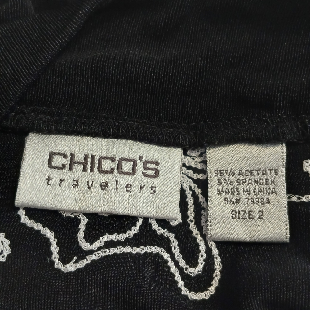 Chico's Travelers Womens 3/4 Sleeves Top Size US Large Color Black/White - Picture 5 of 6